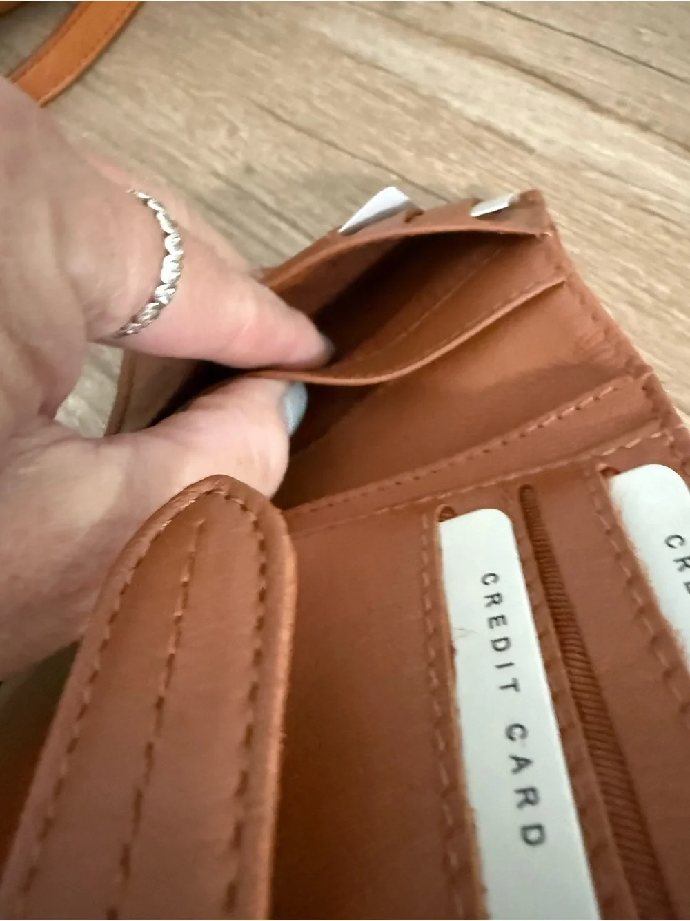 Genuine Leather Brown Trifold Wallet with Zippered Change Purse
